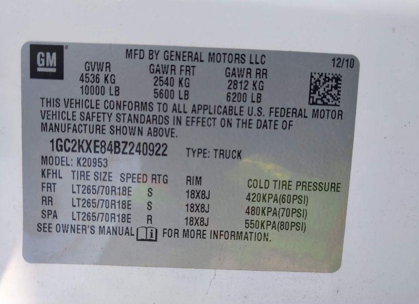 Photo 9 of 2011 Chevrolet Silverado 2500HD LT (VIN 1GC2KXE84BZ240922)