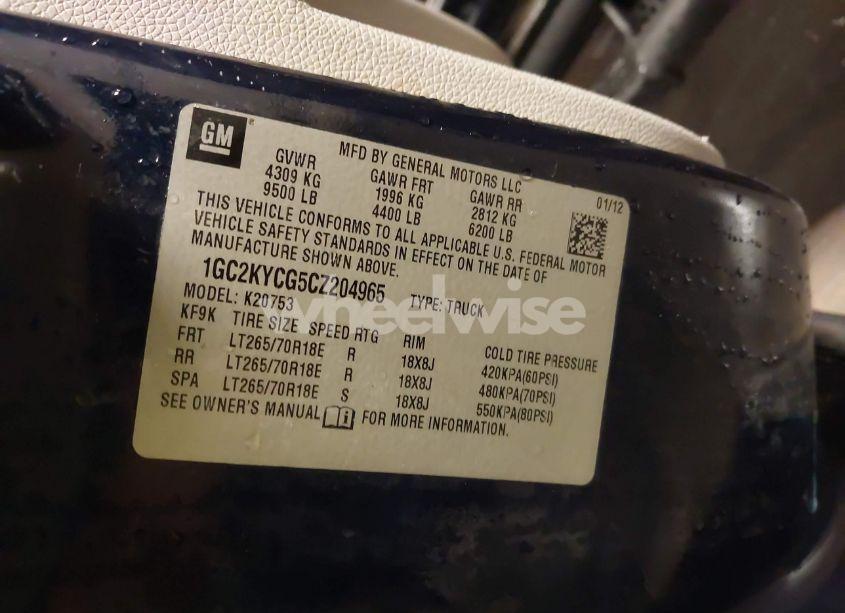 Photo 9 of 2012 Chevrolet Silverado 2500HD LTZ (VIN 1GC2KYCG5CZ204965)