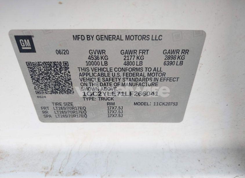 Photo 9 of 2020 Chevrolet Silverado 2500HD 4WD DOUBLE CAB STANDARD BED WT (VIN 1GC2YLE71LF266041)