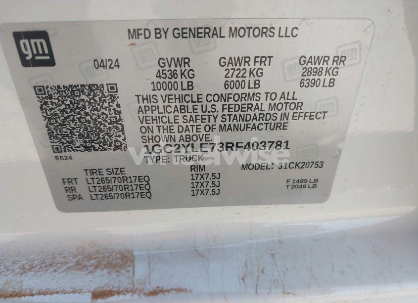 Photo 9 of 2024 Chevrolet Silverado 2500HD 4WD DOUBLE CAB STANDARD BED WORK TRUCK (VIN 1GC2YLE73RF403781)