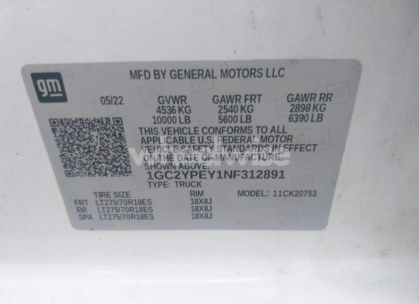 Photo 9 of 2022 Chevrolet Silverado 2500HD 4WD DOUBLE CAB STANDARD BED LTZ (VIN 1GC2YPEY1NF312891)