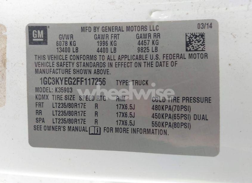 Photo 9 of 2015 Chevrolet Silverado 3500HD WT (VIN 1GC3KYEG2FF117256)