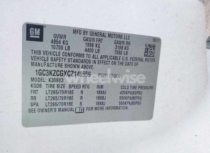 Photo 8 of 2012 Chevrolet Silverado 3500HD WORK TRUCK (VIN 1GC3KZCGXCZ140559)