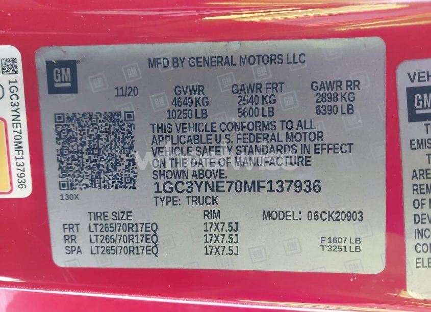 Photo 8 of 2021 Chevrolet Silverado 2500HD 4WD LONG BED LT (VIN 1GC3YNE70MF137936)