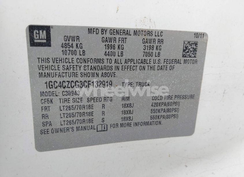 Photo 8 of 2012 Chevrolet Silverado 3500HD WORK TRUCK (VIN 1GC4CZCG3CF132919)