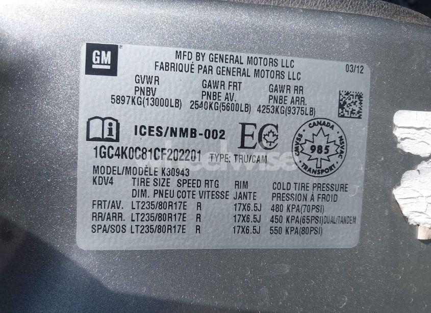 Photo 9 of 2012 Chevrolet Silverado 3500HD LT (VIN 1GC4K0C81CF202201)