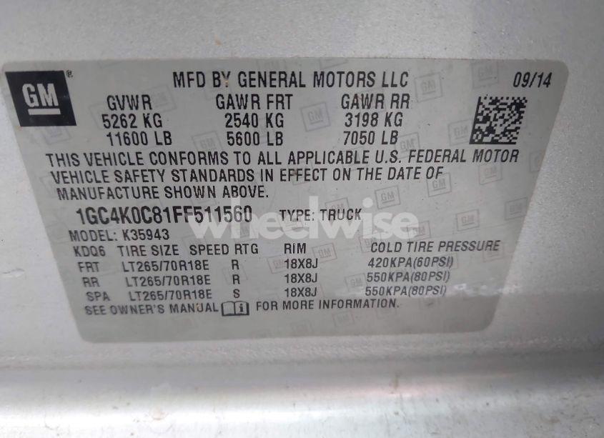 Photo 8 of 2015 Chevrolet Silverado 3500HD LTZ (VIN 1GC4K0C81FF511560)