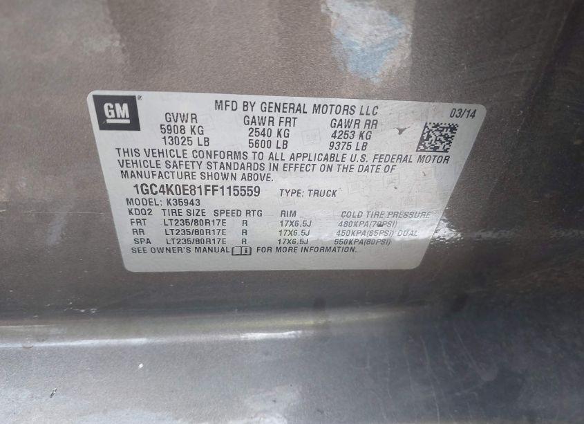 Photo 8 of 2015 Chevrolet Silverado 3500HD LTZ (VIN 1GC4K0E81FF115559)