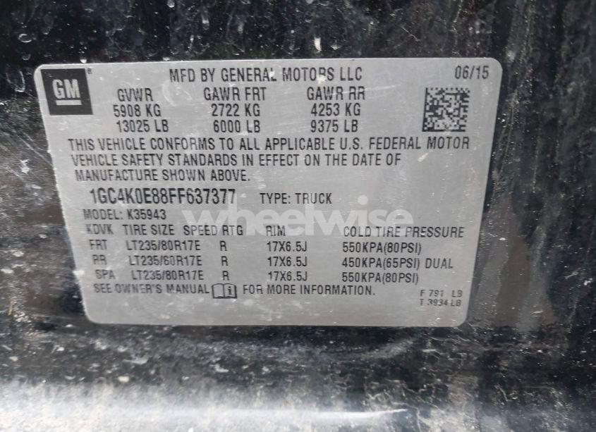 Photo 8 of 2015 Chevrolet Silverado 3500HD LTZ (VIN 1GC4K0E88FF637377)