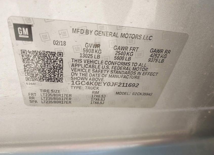 Photo 8 of 2018 Chevrolet Silverado 3500HD LTZ (VIN 1GC4K0EY0JF211692)