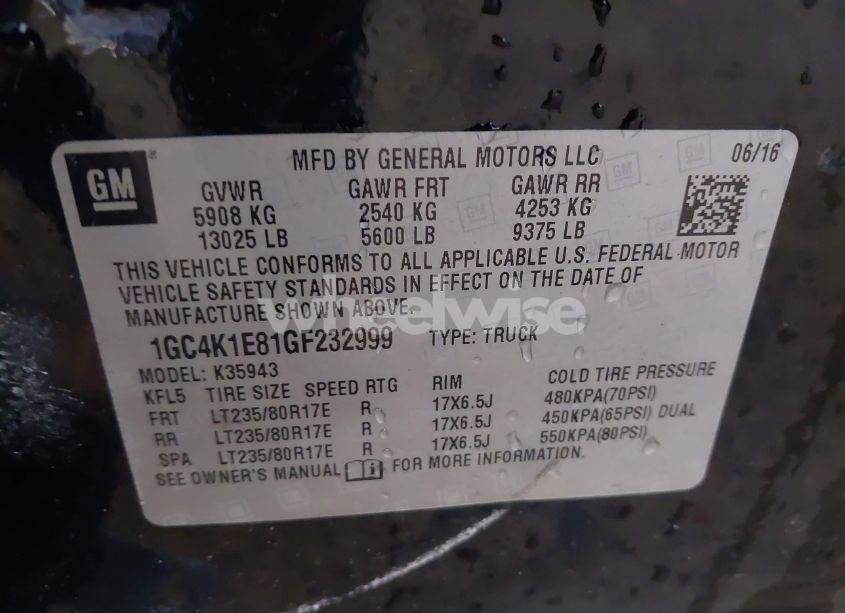 Photo 9 of 2016 Chevrolet Silverado 3500HD HIGH COUNTRY (VIN 1GC4K1E81GF232999)