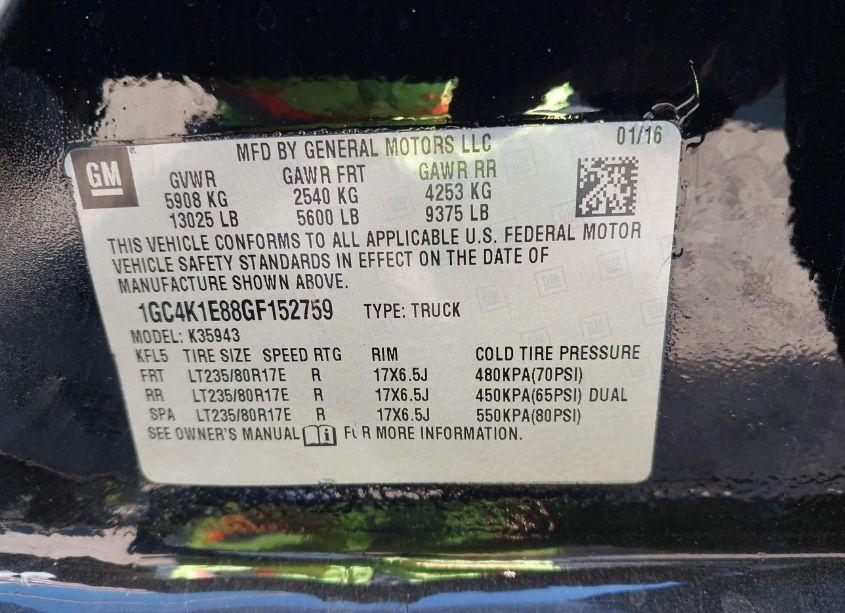 Photo 8 of 2016 Chevrolet Silverado 3500HD HIGH COUNTRY (VIN 1GC4K1E88GF152759)