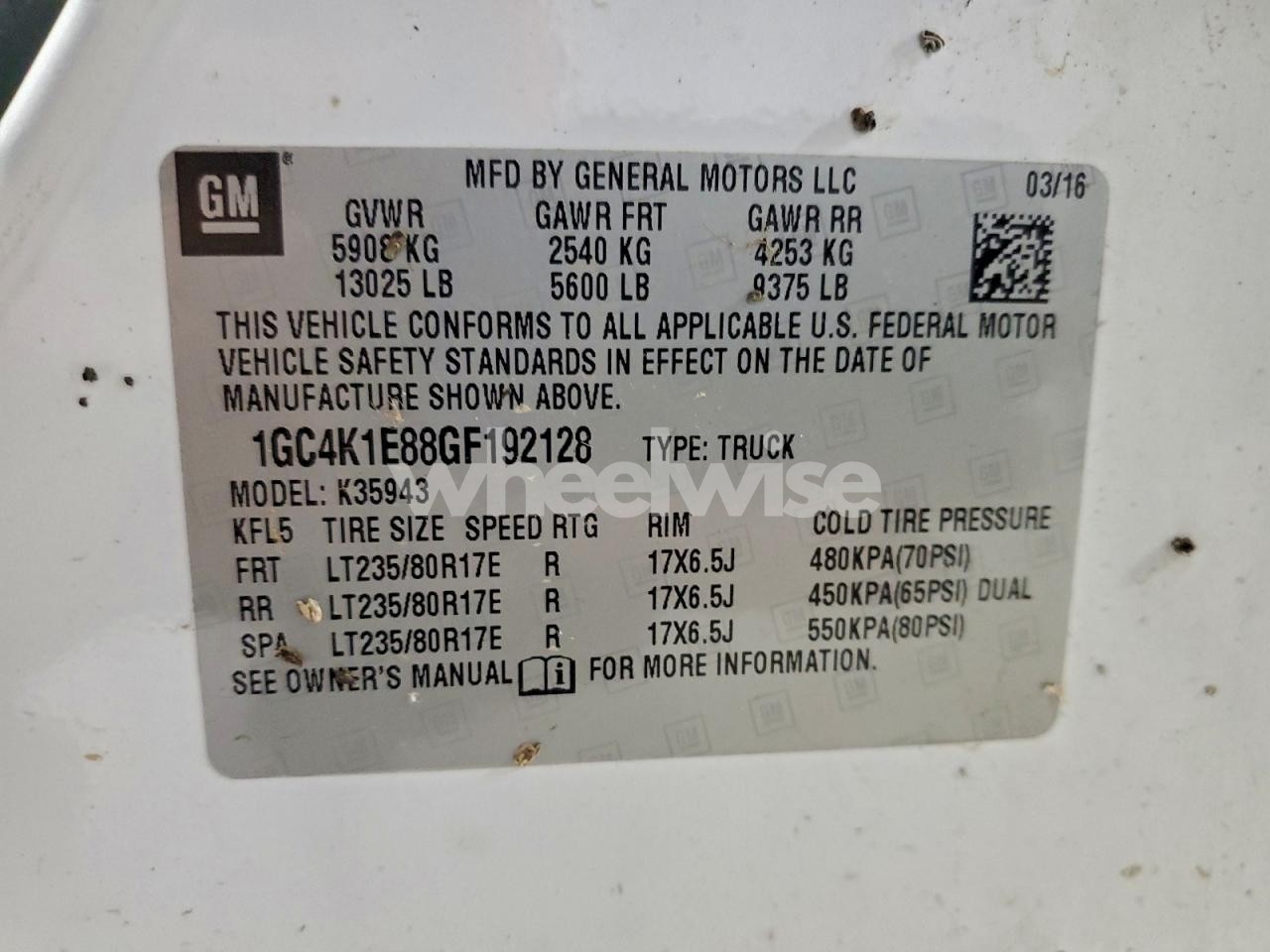 Photo 12 of 2016 CHEVROLET SILVERADO K3500 HIGH COUNTRY (VIN 1GC4K1E88GF192128)