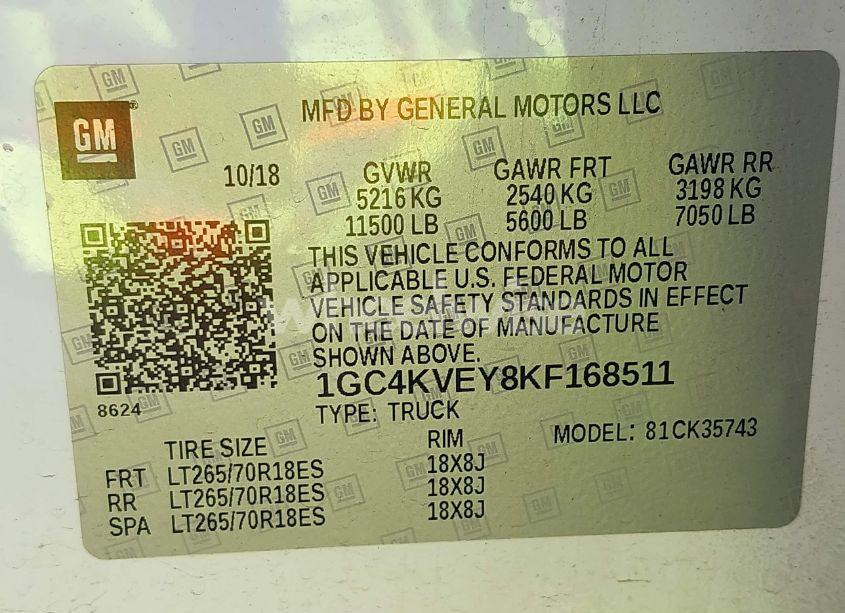 Photo 8 of 2019 Chevrolet Silverado 3500HD WT (VIN 1GC4KVEY8KF168511)
