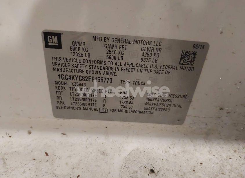 Photo 9 of 2015 Chevrolet Silverado 3500HD WT (VIN 1GC4KYC82FF156770)