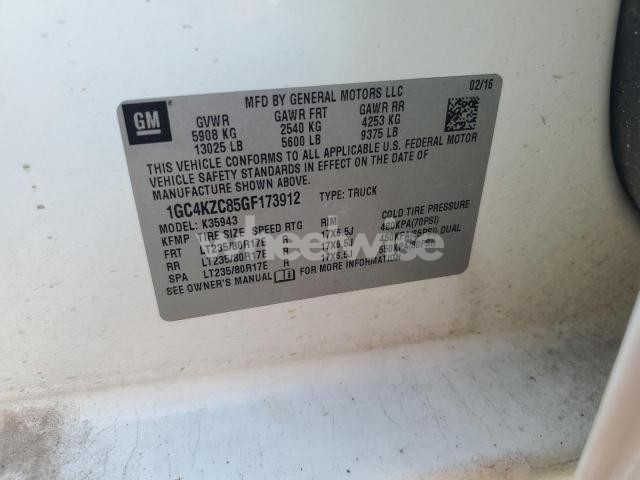 Photo 6 of 2016 CHEVROLET SILVERADO K3500 LT (VIN 1GC4KZC85GF173912)