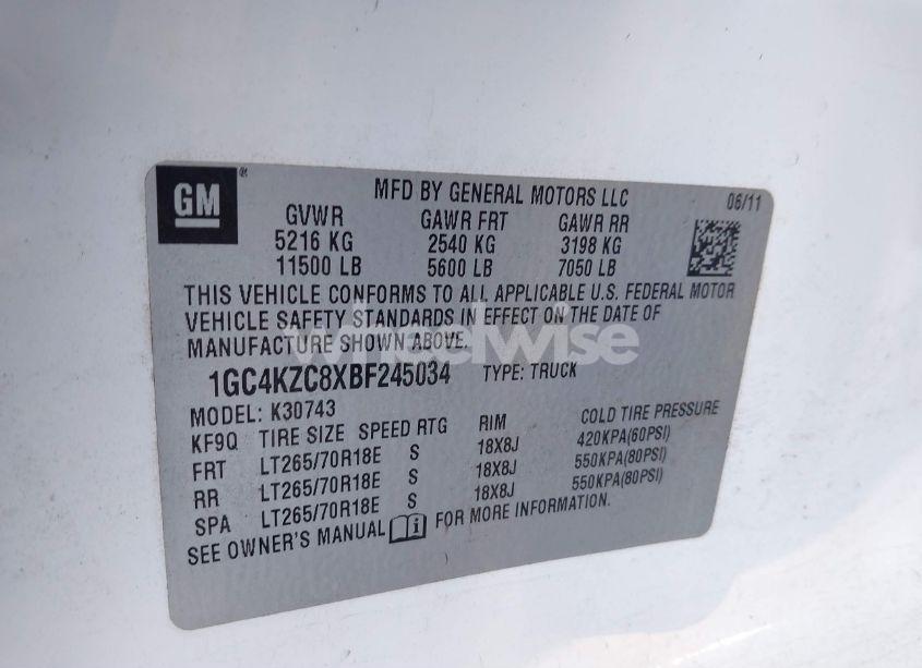 Photo 8 of 2011 Chevrolet Silverado 3500HD WORK TRUCK (VIN 1GC4KZC8XBF245034)