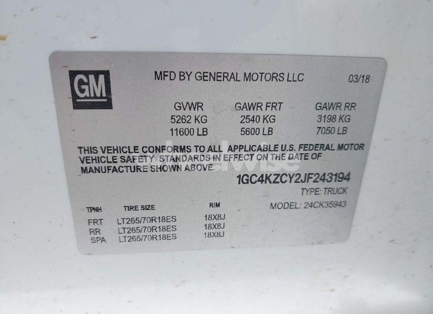 Photo 8 of 2018 Chevrolet Silverado 3500HD LT (VIN 1GC4KZCY2JF243194)