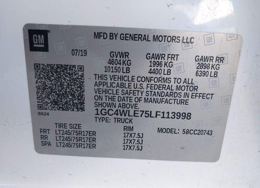 Photo 8 of 2020 Chevrolet Silverado 2500HD 2WD STANDARD BED WT (VIN 1GC4WLE75LF113998)