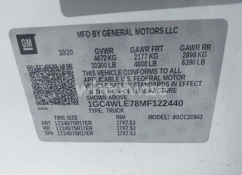 Photo 4 of 2021 Chevrolet Silverado 2500HD 2WD LONG BED WT (VIN 1GC4WLE78MF122440)