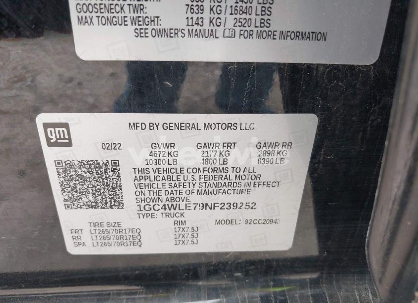 Photo 9 of 2022 Chevrolet Silverado 2500HD 2WD LONG BED WT (VIN 1GC4WLE79NF239252)