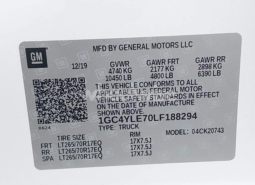 Photo 8 of 2020 Chevrolet Silverado 2500HD 4WD STANDARD BED WT (VIN 1GC4YLE70LF188294)