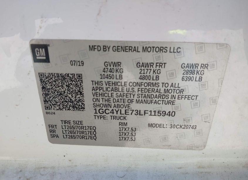 Photo 9 of 2020 Chevrolet Silverado 2500HD 4WD STANDARD BED WT (VIN 1GC4YLE73LF115940)