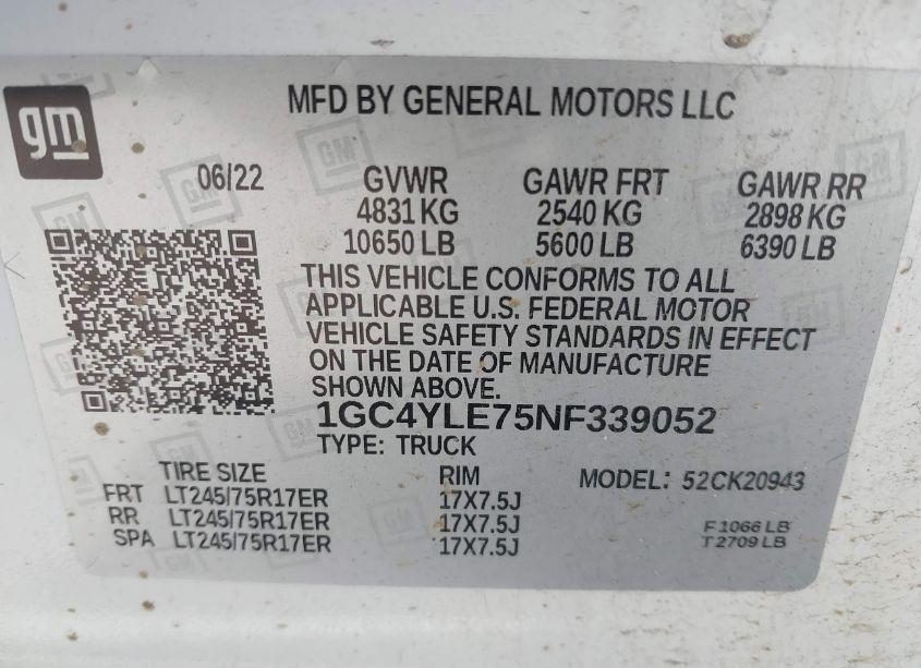 Photo 8 of 2022 Chevrolet Silverado 2500HD 4WD LONG BED WT (VIN 1GC4YLE75NF339052)