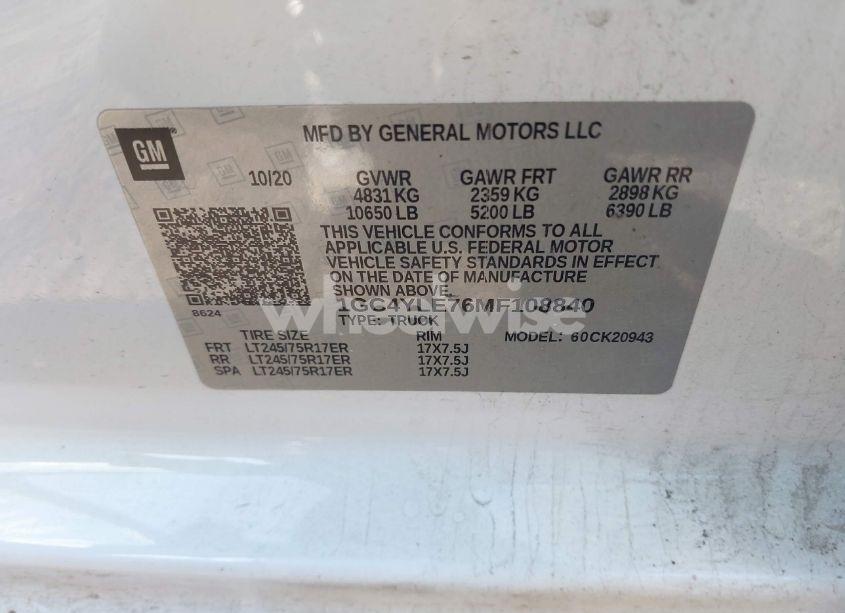 Photo 8 of 2021 Chevrolet Silverado 2500HD 4WD LONG BED WT (VIN 1GC4YLE76MF108840)