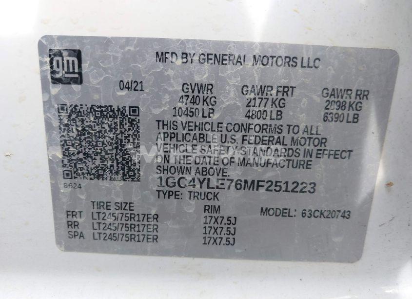 Photo 8 of 2021 Chevrolet Silverado 2500HD 4WD STANDARD BED WT (VIN 1GC4YLE76MF251223)