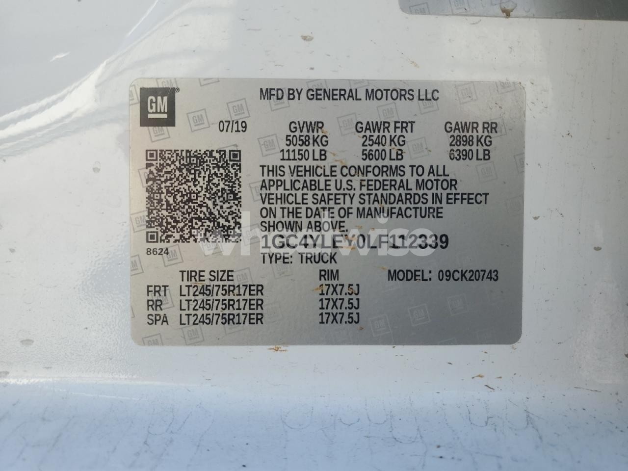 Photo 12 of 2020 CHEVROLET SILVERADO K2500 HEAVY DUTY (VIN 1GC4YLEY0LF112339)