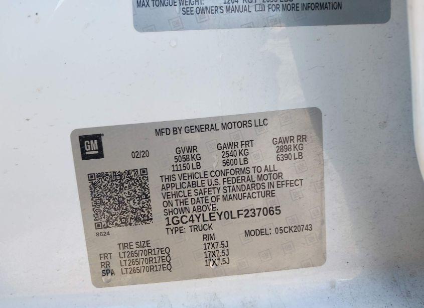 Photo 9 of 2020 Chevrolet Silverado 2500HD 4WD STANDARD BED WT (VIN 1GC4YLEY0LF237065)