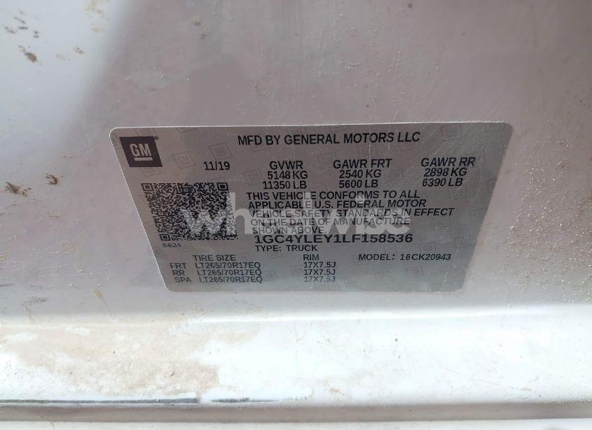 Photo 8 of 2020 Chevrolet Silverado 2500HD 4WD LONG BED WT (VIN 1GC4YLEY1LF158536)