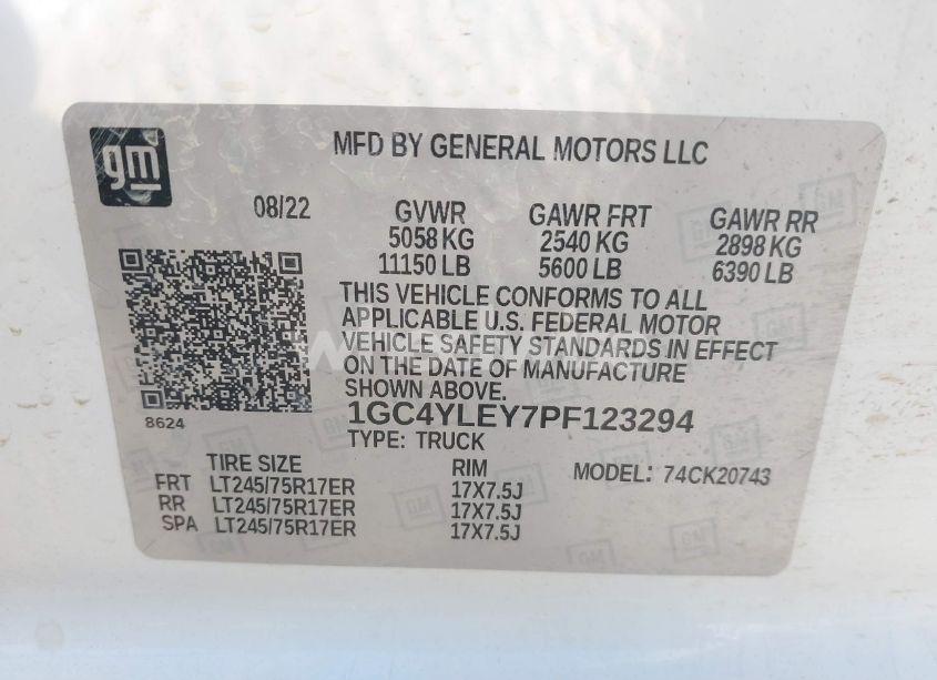 Photo 8 of 2023 Chevrolet Silverado 2500HD 4WD STANDARD BED WT (VIN 1GC4YLEY7PF123294)