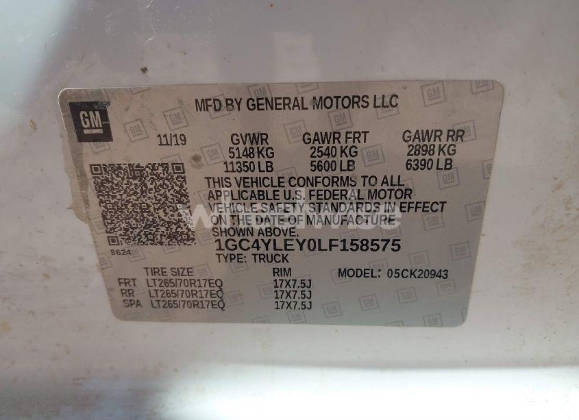 Photo 8 of 2020 Chevrolet Silverado 2500HD 4WD LONG BED WT (VIN 1GC4YLEYOLF158575)