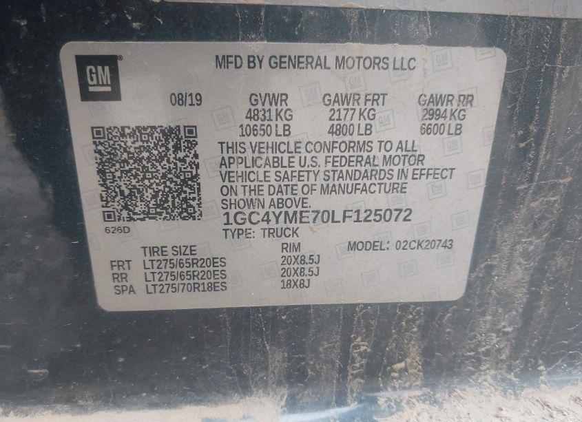 Photo 8 of 2020 Chevrolet Silverado 2500HD 4WD STANDARD BED CUSTOM (VIN 1GC4YME70LF125072)