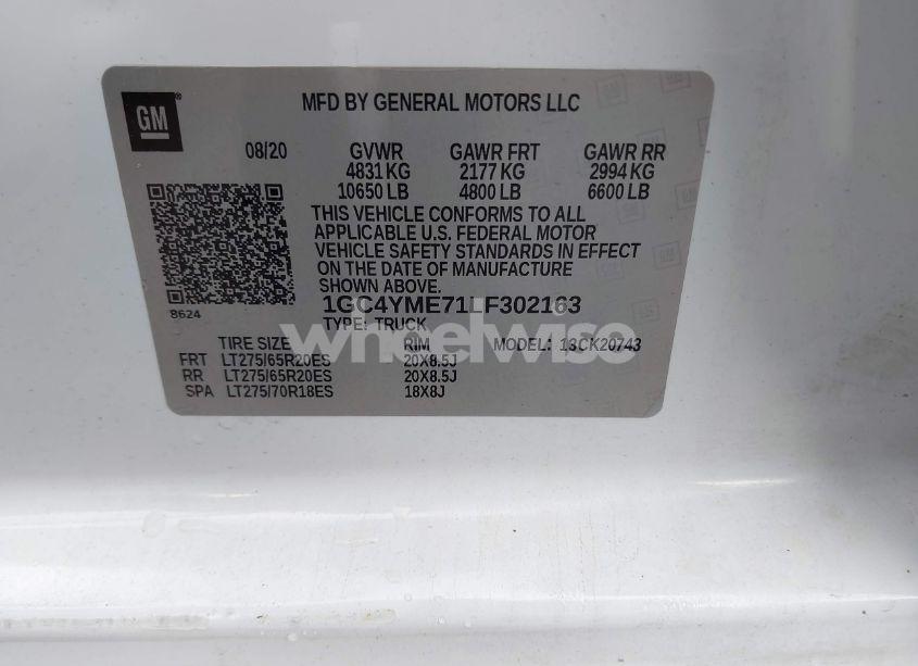 Photo 8 of 2020 Chevrolet Silverado 2500HD 4WD STANDARD BED CUSTOM (VIN 1GC4YME71LF302163)