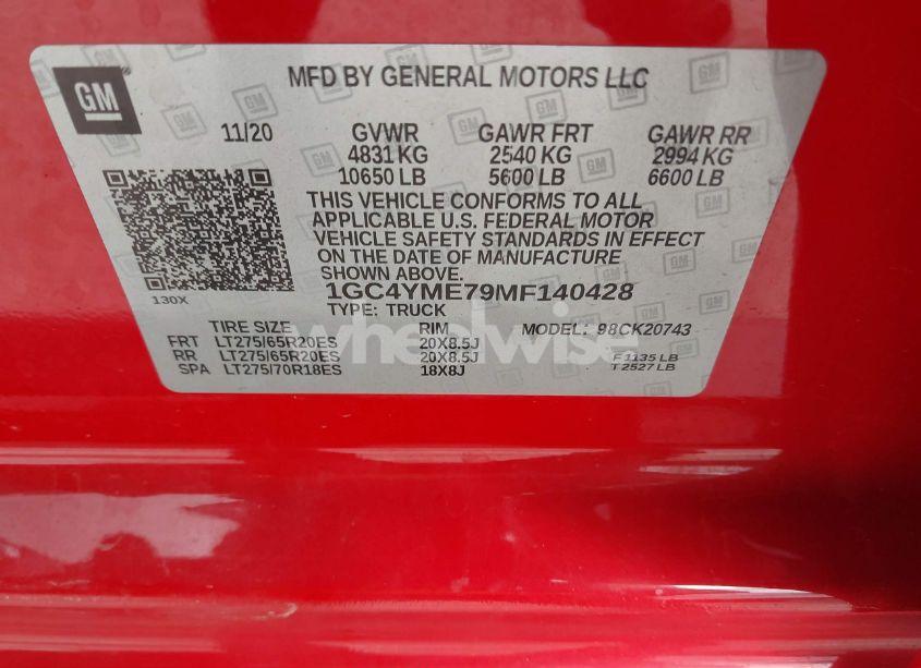 Photo 8 of 2021 Chevrolet Silverado 2500HD 4WD STANDARD BED CUSTOM (VIN 1GC4YME79MF140428)