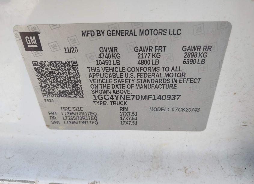 Photo 8 of 2021 Chevrolet Silverado 2500HD 4WD STANDARD BED LT (VIN 1GC4YNE70MF140937)