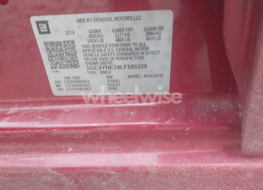 Photo 8 of 2020 Chevrolet Silverado 2500HD 4WD STANDARD BED LT (VIN 1GC4YNE74LF195339)