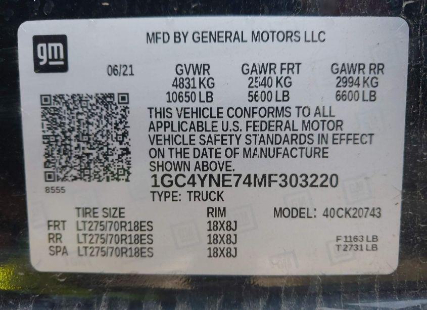 Photo 8 of 2021 Chevrolet Silverado 2500HD 4WD STANDARD BED LT (VIN 1GC4YNE74MF303220)