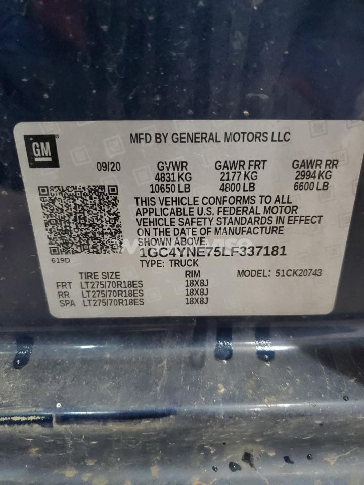 Photo 12 of 2020 CHEVROLET SILVERADO K2500 HEAVY DUTY LT (VIN 1GC4YNE75LF337181)