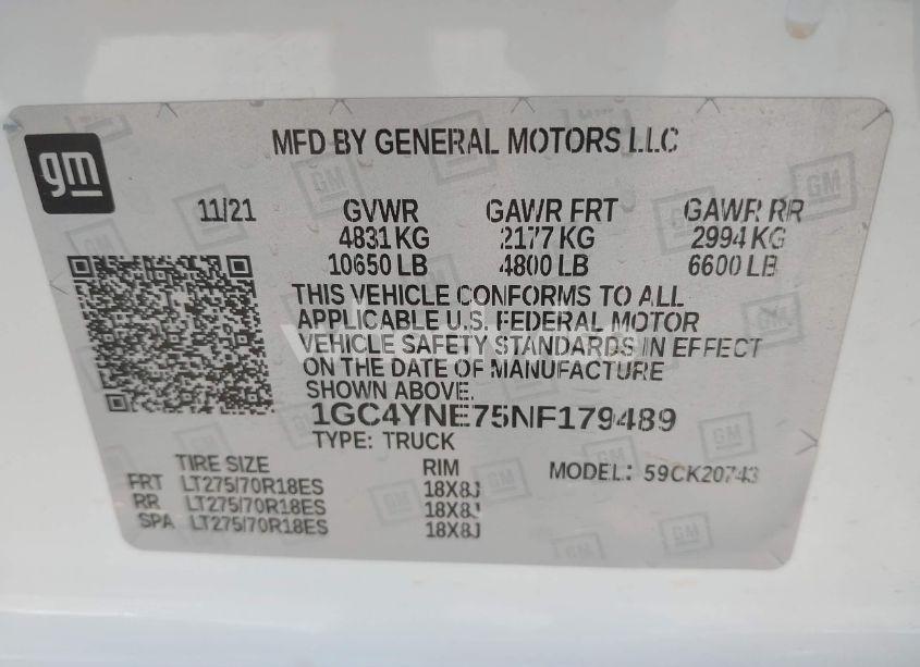 Photo 8 of 2022 Chevrolet Silverado 2500HD 4WD STANDARD BED LT (VIN 1GC4YNE75NF179489)