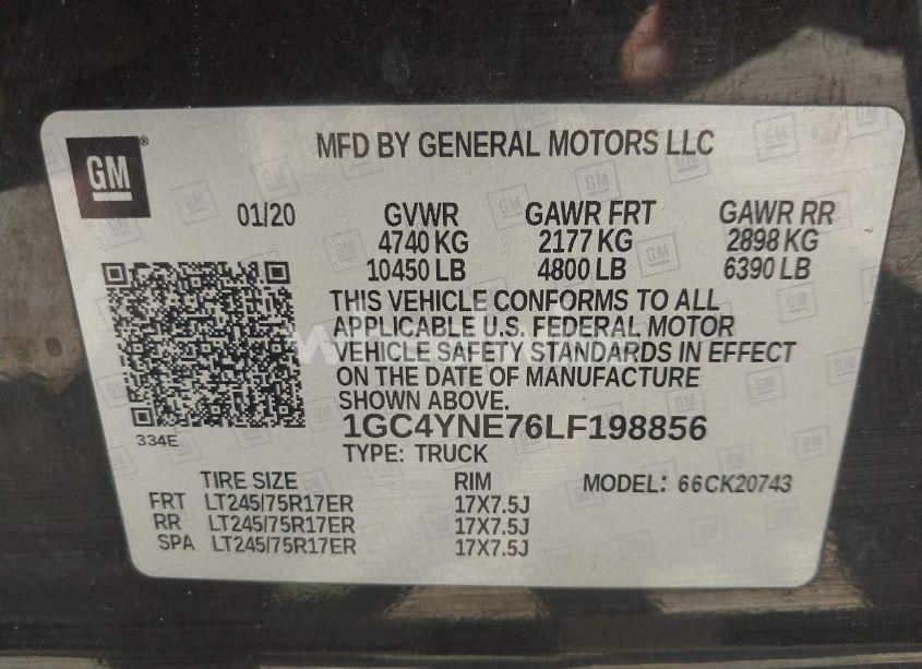 Photo 8 of 2020 Chevrolet Silverado 2500HD 4WD STANDARD BED LT (VIN 1GC4YNE76LF198856)