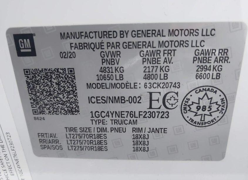 Photo 8 of 2020 Chevrolet Silverado 2500HD 4WD LONG BED LT/4WD STANDARD BED LT (VIN 1GC4YNE76LF230723)