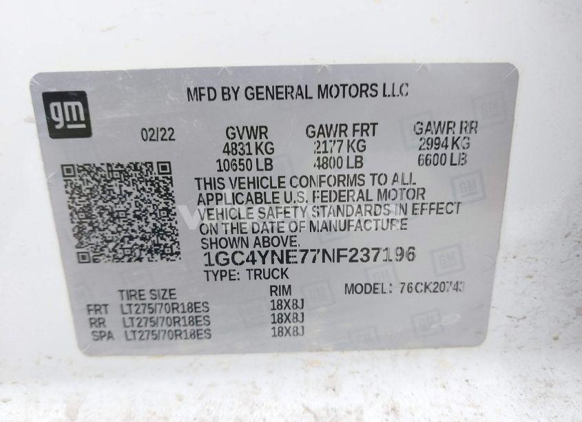 Photo 9 of 2022 Chevrolet Silverado 2500HD (VIN 1GC4YNE77NF237196)