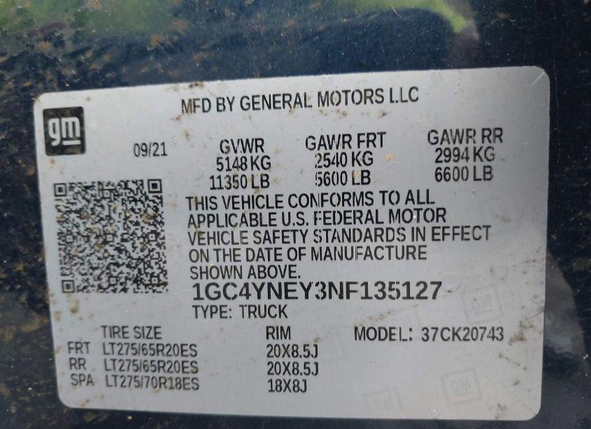 Photo 9 of 2022 Chevrolet Silverado 2500HD 4WD STANDARD BED LT (VIN 1GC4YNEY3NF135127)