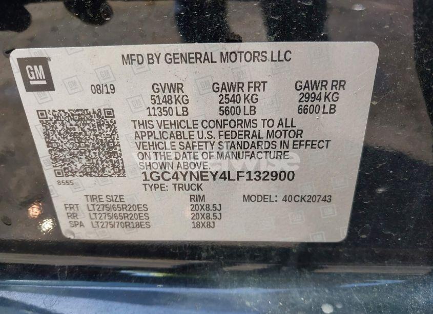 Photo 8 of 2020 Chevrolet Silverado 2500HD 4WD STANDARD BED LT (VIN 1GC4YNEY4LF132900)