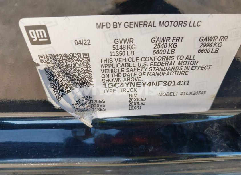Photo 9 of 2022 Chevrolet Silverado 2500HD 4WD STANDARD BED LT (VIN 1GC4YNEY4NF301431)