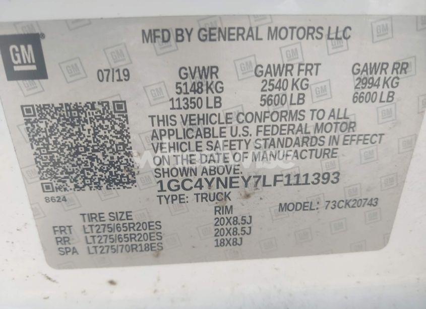 Photo 9 of 2020 Chevrolet Silverado 2500HD 4WD STANDARD BED LT (VIN 1GC4YNEY7LF111393)